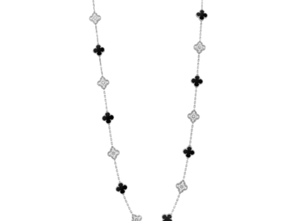 Vintage Alhambra long necklace with 20 lucky four leaf patterns