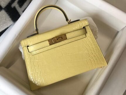 Replica Hermes Kelly Bag Designer Hermes 19CM Shoulder Mini Bag Yellow 20451